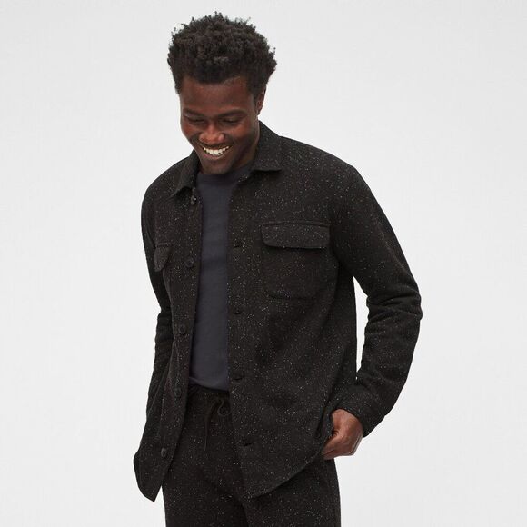 BONOBOS LIKE NEW JET BLACK SHIRT JACKET MENS SIZE LARGE - Picture 1 of 8